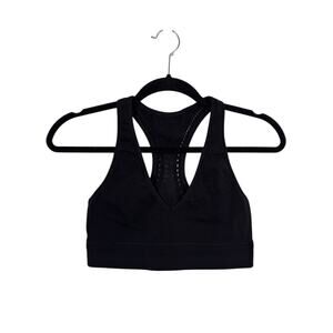 Lululemon Sports Bra Womens 8 Black V-Neck Reveal Precision Racerback Mesh